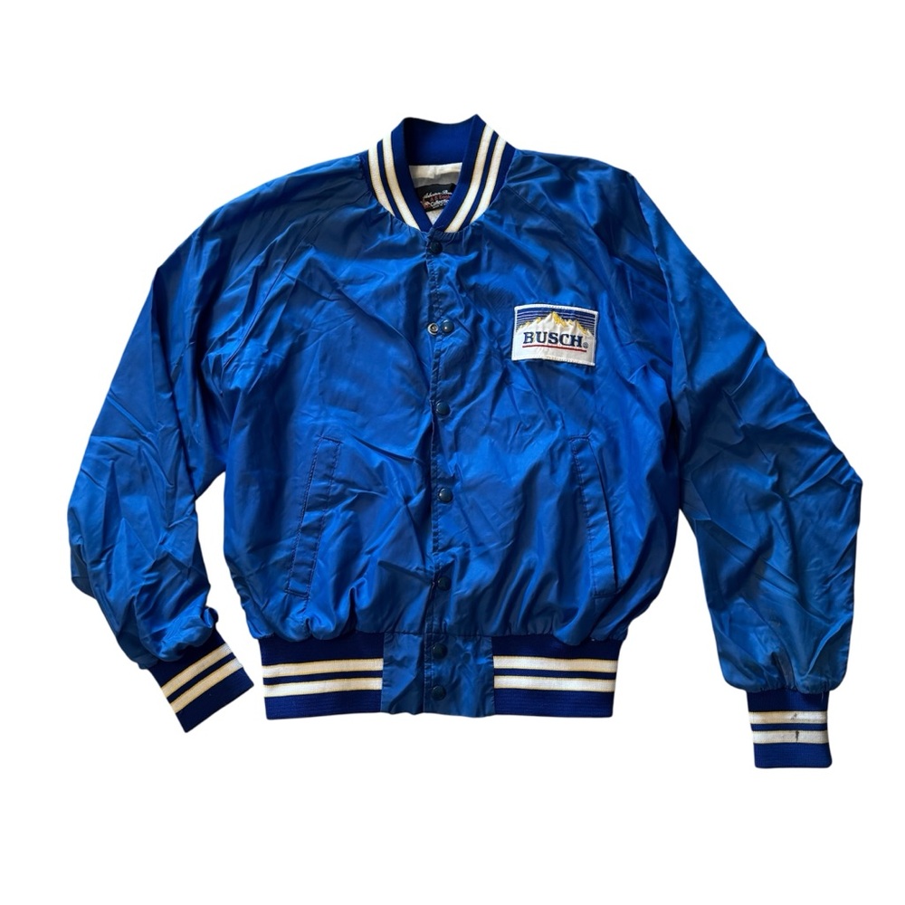 Vintage 80s Anheuser Busch Beer Satin Bomber Varsity Jacket Men’s Large USA